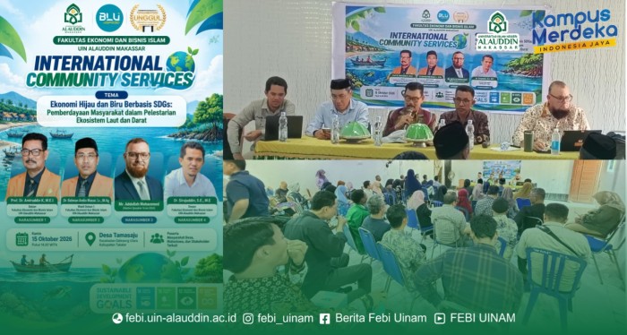 FEBI UIN Alauddin Gelar PKM Internasional di Desa Tamasaju, Angkat Pelestarian Ekosistem Laut dan Darat